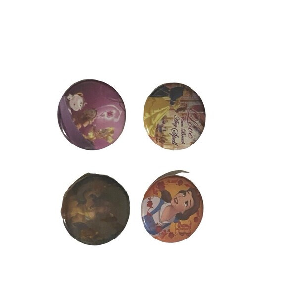 Vintage Disney Set of 4 Beauty and the Beast Buttons RARE - Picture 4 of 6